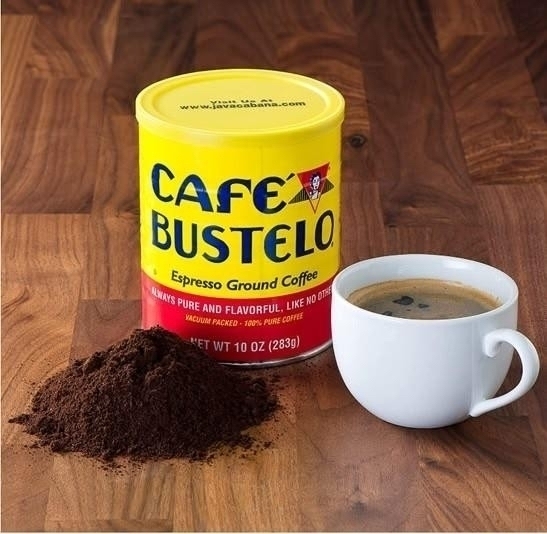 Cafe Bustelo in the can, loose and brewed