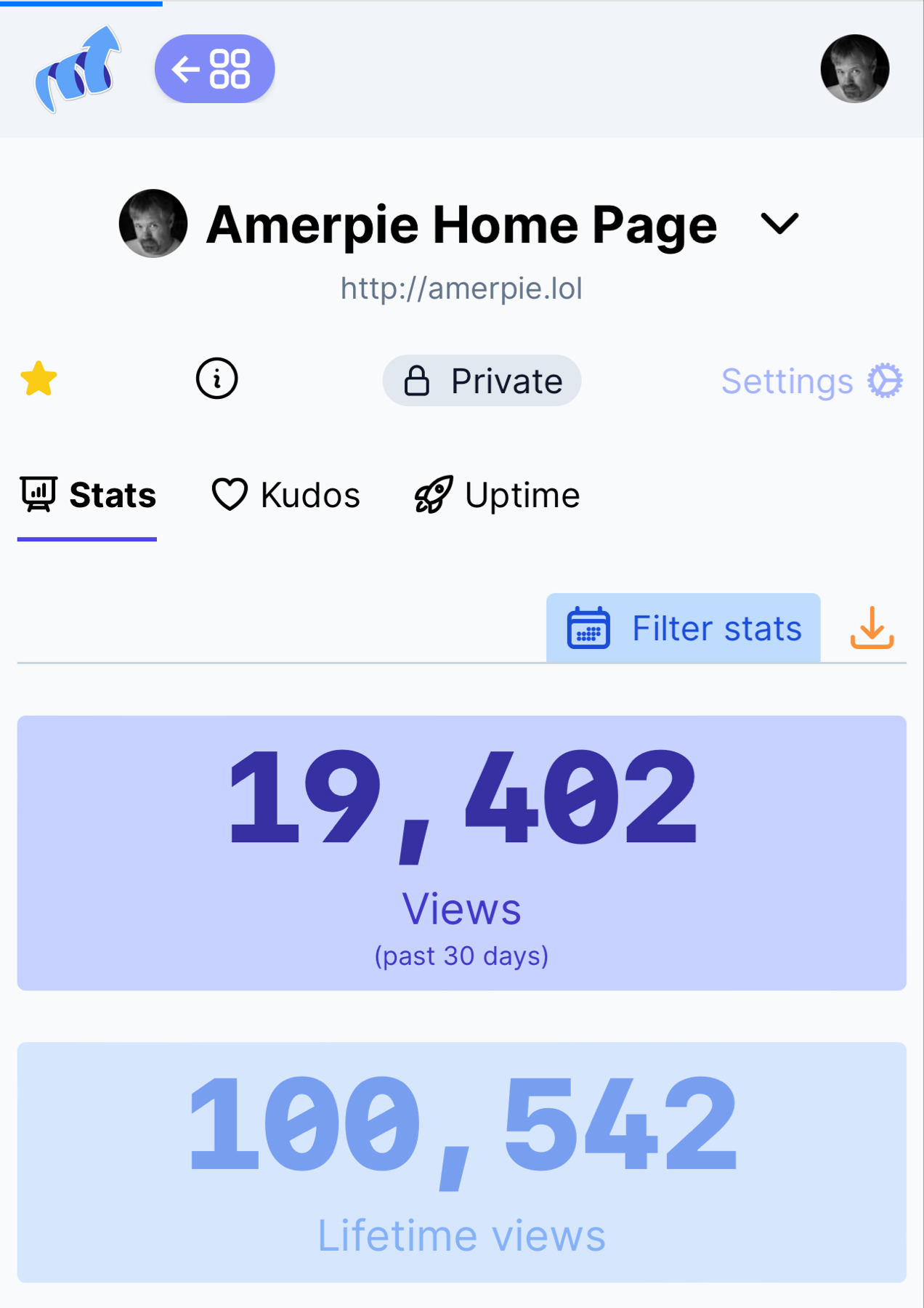 a graph of web traffic for Amerpie.lol