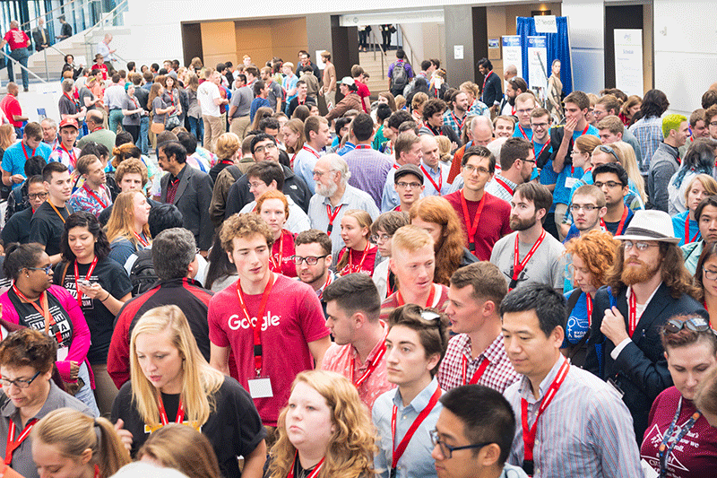 Crowd of college students