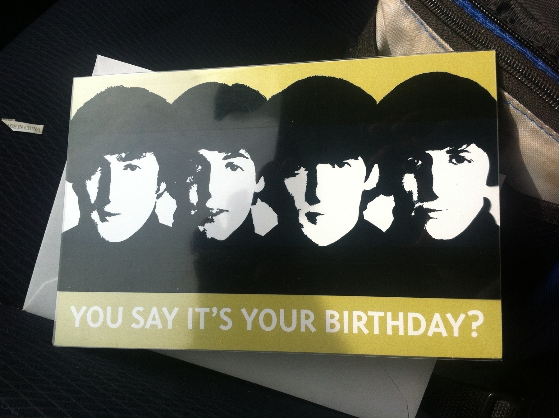 birthday card with a picture of the Beatles