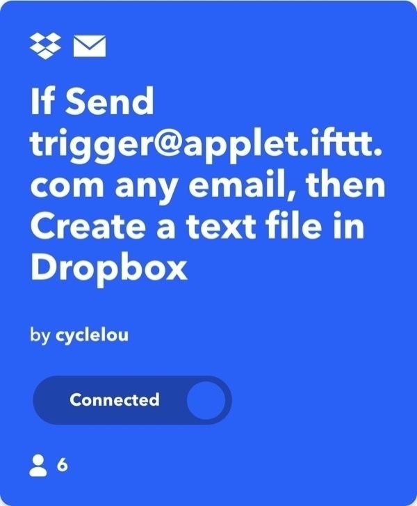 An IFTTT applet to create text files in Dropbox based on emails