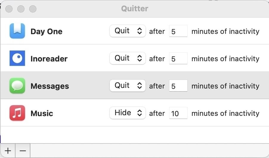 Quitter interface