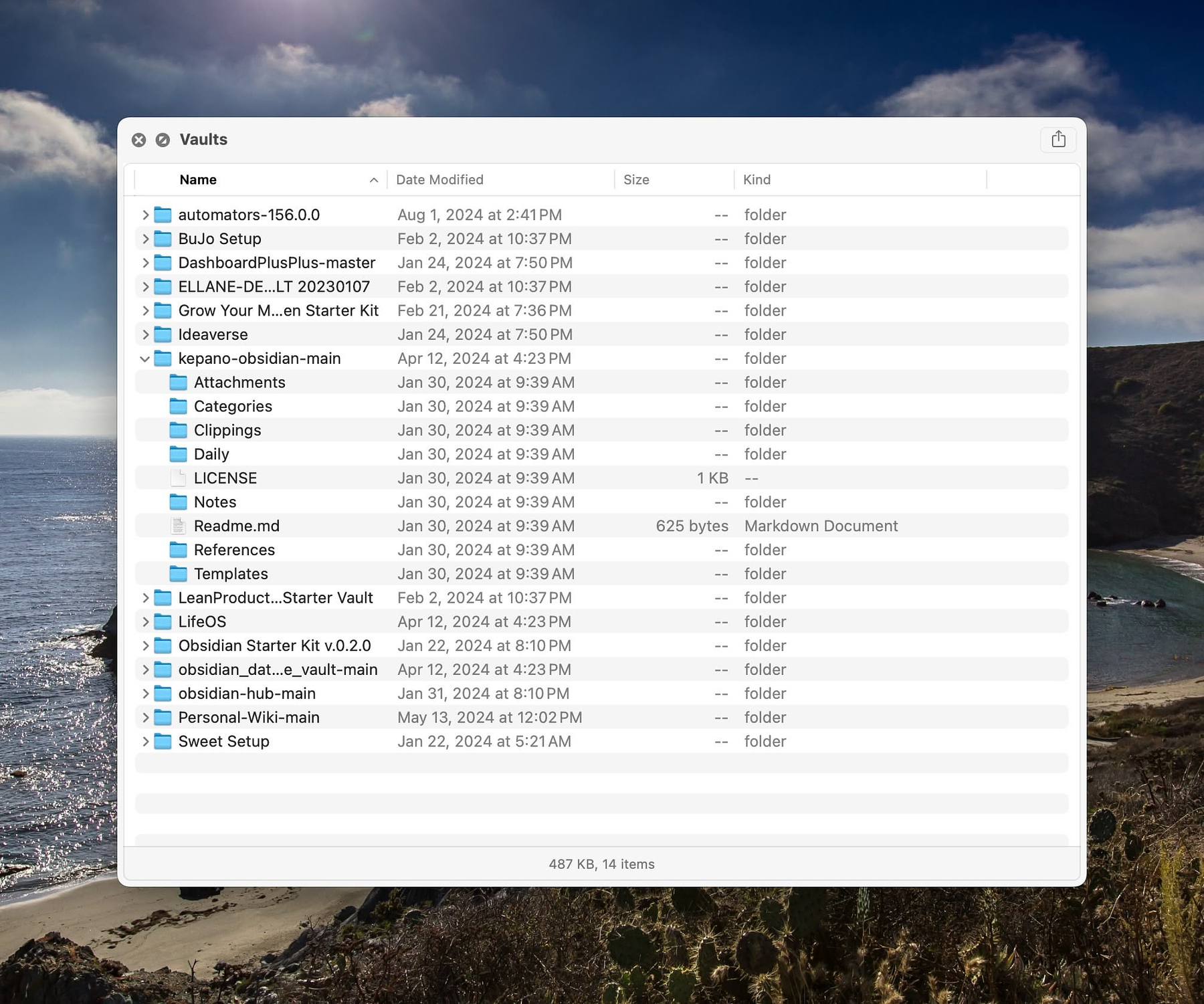 A folder viewed with Quicklook