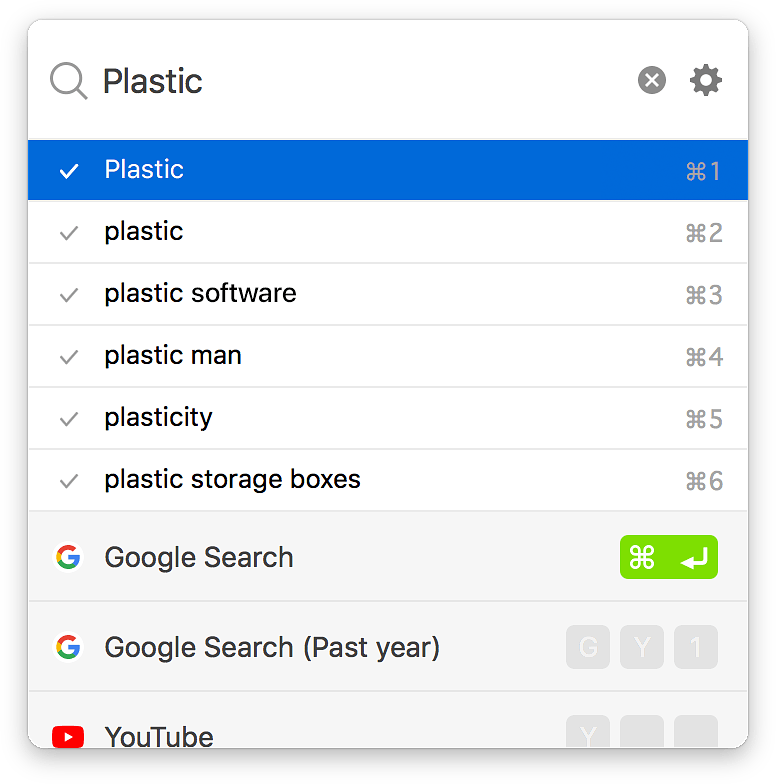 Haste web search utility interface