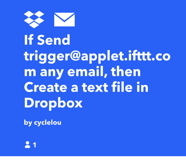 An IFTTT applet for creating a text file in Dropbox