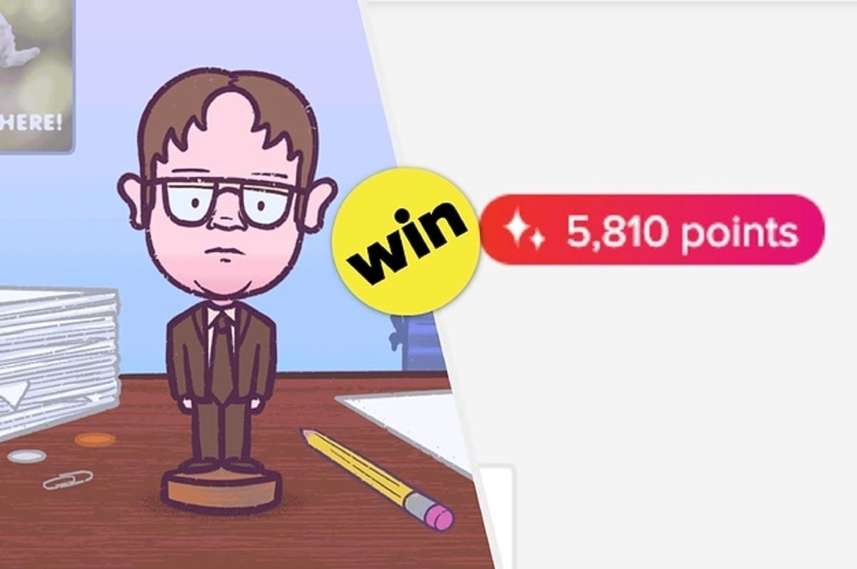 A cartoon of a bobble heard doll winning 582- Internet points