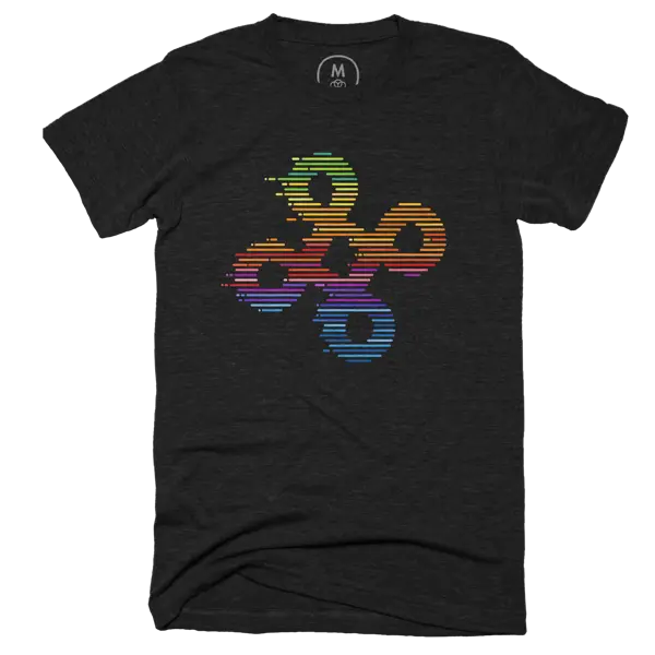 Brown t-shirt with a multi-colored Apple command key logo