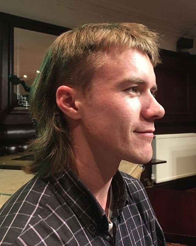 a man with a mullet haircut