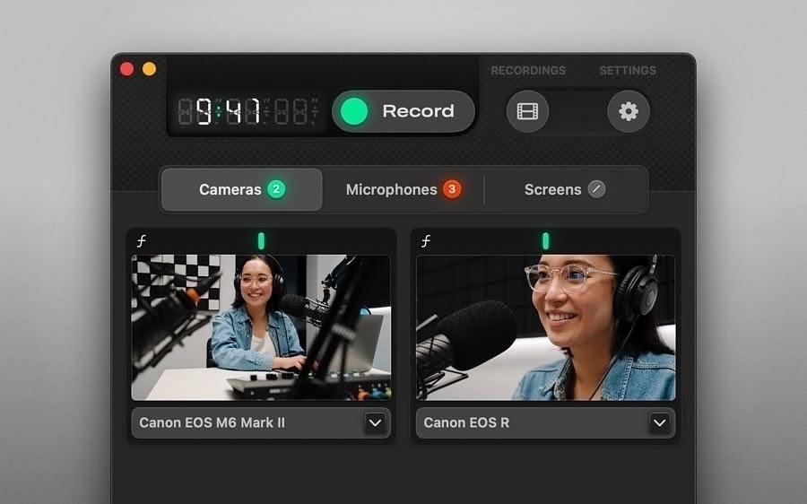 Polycapture app recording from two cameras