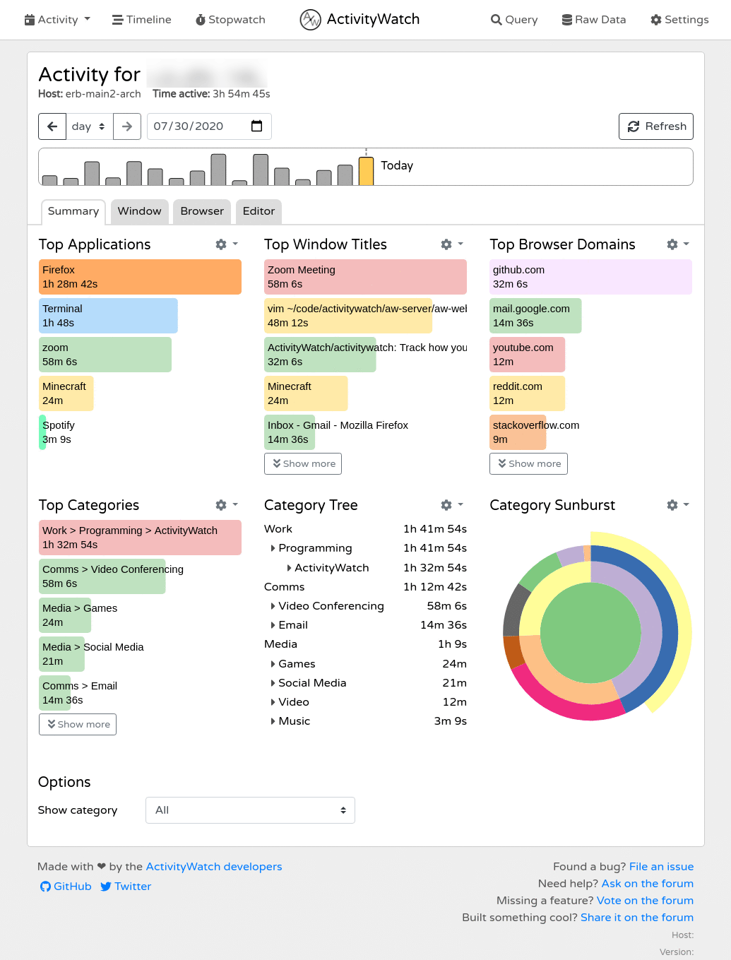 Activity Report for Activity Watch